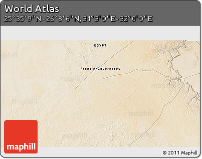 Satellite 3D Map of the Area around 25° 51' 37" N, 31° 31' 29" E