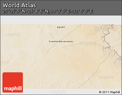 Satellite 3D Map of the Area around 25° 51' 37" N, 31° 31' 29" E