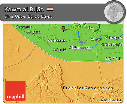 Political 3D Map of Kawm Al Bijāh