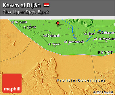 Political 3D Map of Kawm Al Bijāh