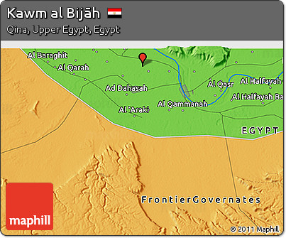 Political 3D Map of Kawm Al Bijāh