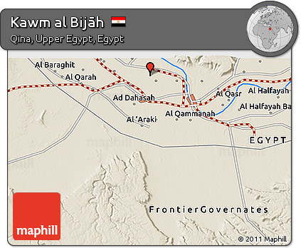 Shaded Relief 3D Map of Kawm Al Bijāh