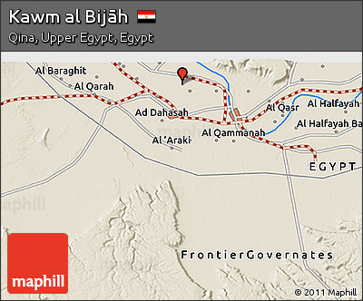 Shaded Relief 3D Map of Kawm Al Bijāh