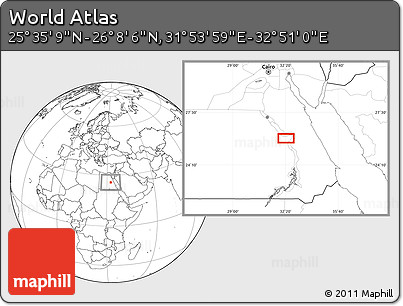 Blank Location Map of the Area around 25° 51' 37" N, 32° 22' 30" E
