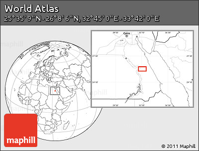 Blank Location Map of the Area around 25° 51' 37" N, 33° 13' 30" E