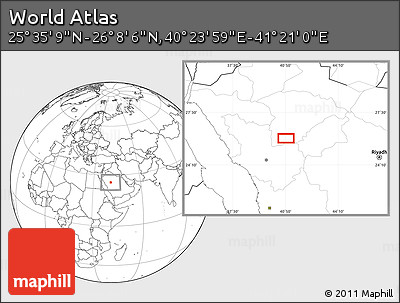 Blank Location Map of the Area around 25° 51' 37" N, 40° 52' 30" E
