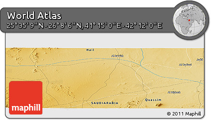 Physical Panoramic Map of the Area around 25° 51' 37" N, 41° 43' 30" E