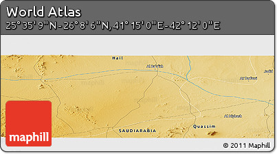 Physical Panoramic Map of the Area around 25° 51' 37" N, 41° 43' 30" E