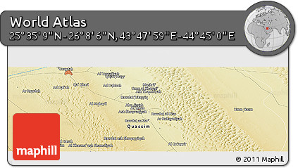 Physical Panoramic Map of the Area around 25° 51' 37" N, 44° 16' 29" E