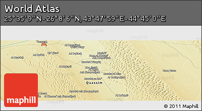 Physical Panoramic Map of the Area around 25° 51' 37" N, 44° 16' 29" E