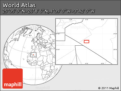 Blank Location Map of the Area around 25° 51' 37" N, 4° 10' 30" W