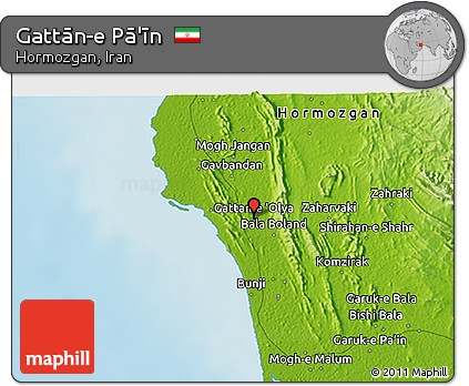 Physical 3D Map of Gattān-e Pā'īn