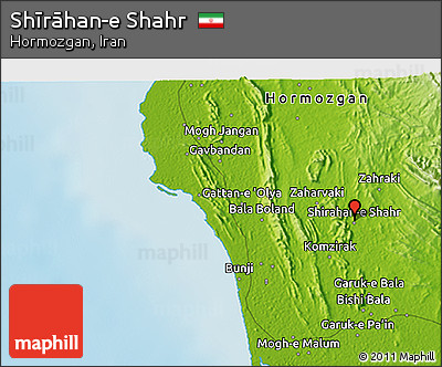 Physical 3D Map of Shīrāhan-e Shahr