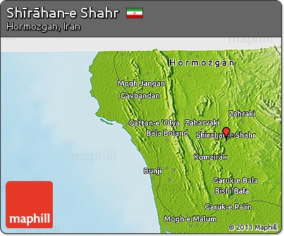 Physical 3D Map of Shīrāhan-e Shahr