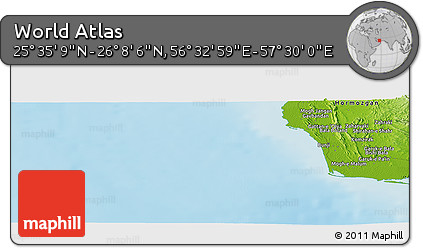 Physical Panoramic Map of the Area around 25° 51' 37" N, 57° 1' 29" E