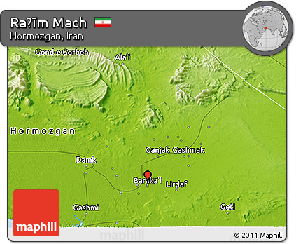 Physical 3D Map of Raḩīm Mach