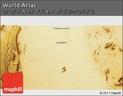 Physical 3D Map of the Area around 25° 51' 37" N, 5° 10' 30" E