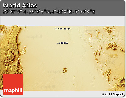 Physical 3D Map of the Area around 25° 51' 37" N, 5° 10' 30" E