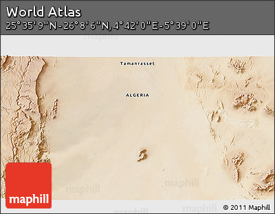 Satellite 3D Map of the Area around 25° 51' 37" N, 5° 10' 30" E