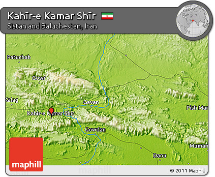 Physical 3D Map of Kahīr-e Kamar Shīr