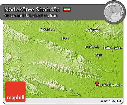 Physical 3D Map of Nadekān-e Shahdād