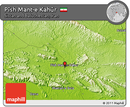 Physical 3D Map of Pīsh Mant-e Kahūr