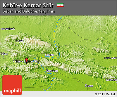 Physical 3D Map of Kahīr-e Kamar Shīr