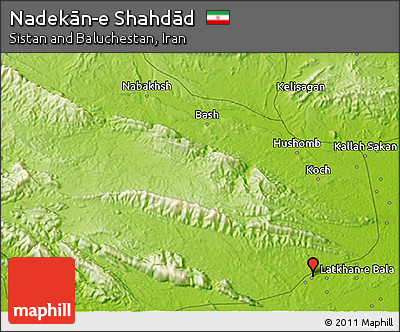 Physical 3D Map of Nadekān-e Shahdād