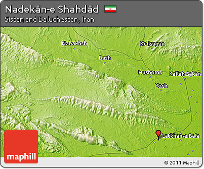 Physical 3D Map of Nadekān-e Shahdād