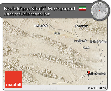 Satellite 3D Map of Nadekān-e Shafī` Moḩammad