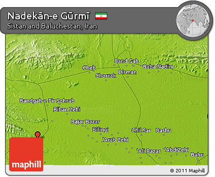 Physical 3D Map of Nadekān-e Gūrmī