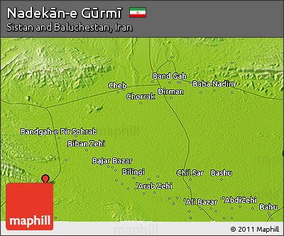 Physical 3D Map of Nadekān-e Gūrmī
