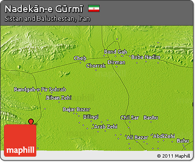 Physical 3D Map of Nadekān-e Gūrmī