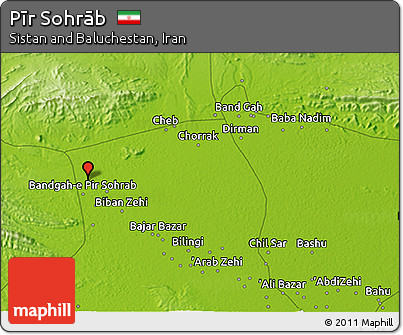 Physical 3D Map of Pīr Sohrāb