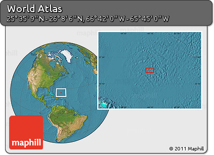 Satellite Location Map of the Area around 25° 51' 37" N, 66° 13' 29" W