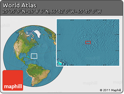 Satellite Location Map of the Area around 25° 51' 37" N, 66° 13' 29" W
