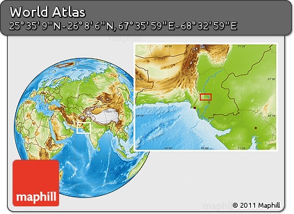 Physical Location Map of the Area around 25° 51' 37" N, 68° 4' 29" E