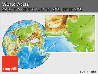 Physical Location Map of the Area around 25° 51' 37" N, 68° 4' 29" E