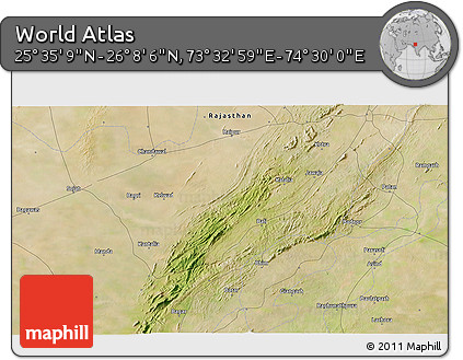 Satellite 3D Map of the Area around 25° 51' 37" N, 74° 1' 30" E