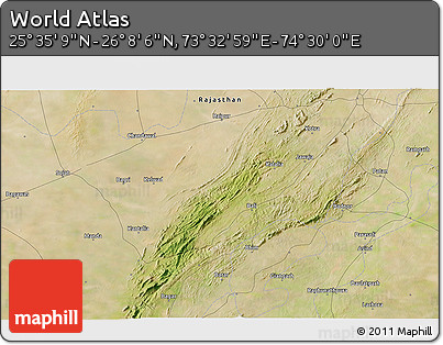 Satellite 3D Map of the Area around 25° 51' 37" N, 74° 1' 30" E