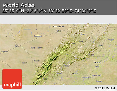 Satellite 3D Map of the Area around 25° 51' 37" N, 74° 1' 30" E