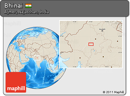 Shaded Relief Location Map of Bhinai