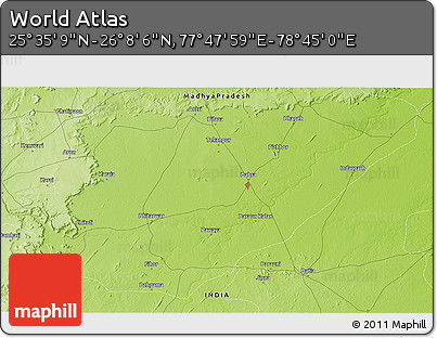 Physical 3D Map of the Area around 25° 51' 37" N, 78° 16' 30" E