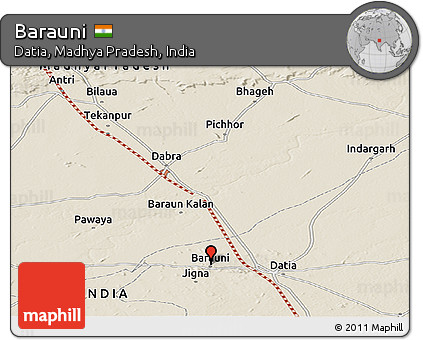 Shaded Relief Panoramic Map of Barauni