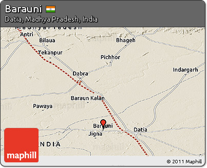 Shaded Relief Panoramic Map of Barauni