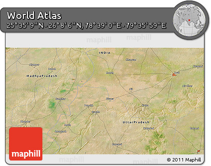 Satellite 3D Map of the Area around 25° 51' 37" N, 79° 7' 30" E