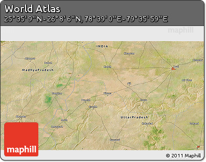 Satellite 3D Map of the Area around 25° 51' 37" N, 79° 7' 30" E