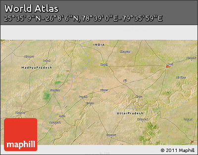 Satellite 3D Map of the Area around 25° 51' 37" N, 79° 7' 30" E