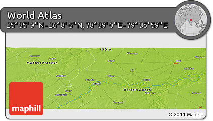 Physical Panoramic Map of the Area around 25° 51' 37" N, 79° 7' 30" E