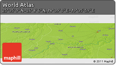 Physical Panoramic Map of the Area around 25° 51' 37" N, 79° 7' 30" E